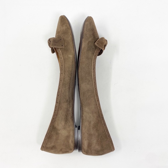 J Crew Suede Ballet Flats Round Toe Bow 8.5 brown - Picture 6 of 9